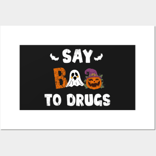 Say Boo To Drugs Funny Halloween Red Ribbon Week Awareness Posters and Art